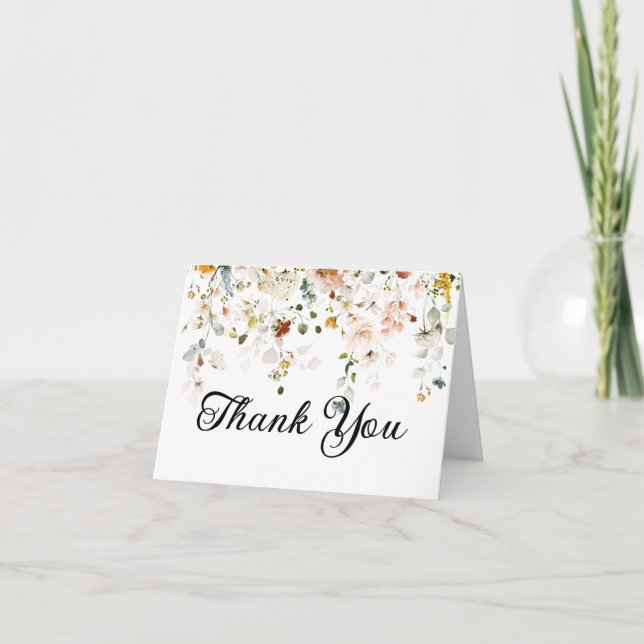 Wildflowers Bridal Shower Thank You Card (Front)