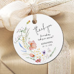 Wildflowers Bridal Shower Thank You Favor Tags<br><div class="desc">Stylish white bridal shower round favor tags feature elegant watercolor wildflowers,  thank you,  your name and shower date in chic lettering. MATCHING items in our collection.</div>