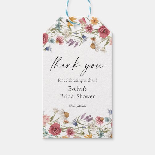 Wildflowers Bridal Shower Thank You Gift Tags
