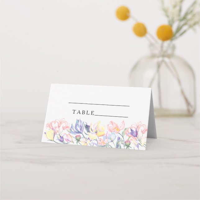 wildflowers bridal shower - wedding place cards (Front)