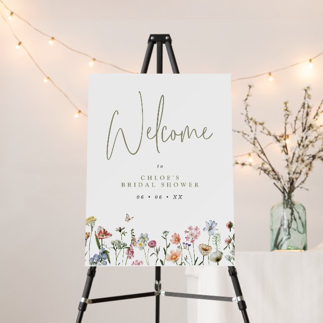 Wildflowers Bridal Shower Welcome Foam Board (In Situ (Stand))