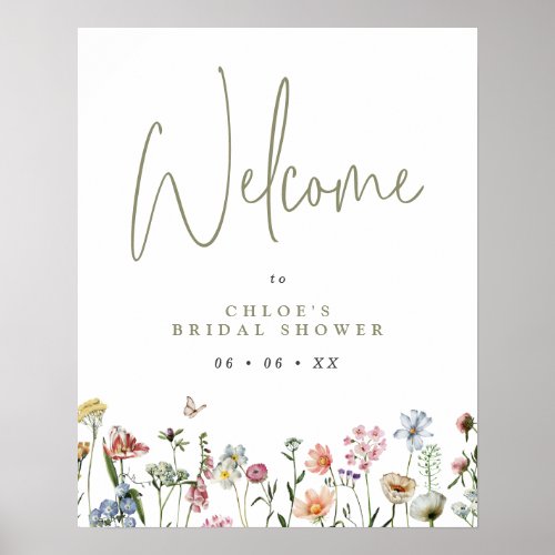 Wildflowers Bridal Shower Welcome Poster