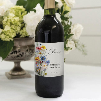 Wildflowers Bridal Shower Wine Label