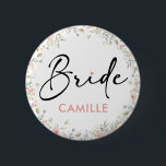 Wildflowers Bride To Be Bridal Shower Button<br><div class="desc">Celebrate the bride-to-be with the enchanting Wildflowers Bridal Shower button featuring a delightful peach floral design,  adding a touch of rustic charm to the celebration. This badge is the perfect accessory for bachelorette parties and bridal showers,  serving as a beautiful decoration while proudly announcing the bride's special status.</div>