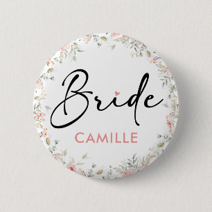 Wildflowers Bride To Be Bridal Shower Button