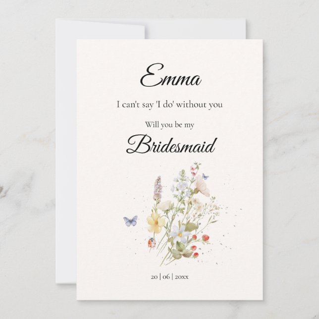 Wildflowers Bridesmaid Proposal Invitation (Front)