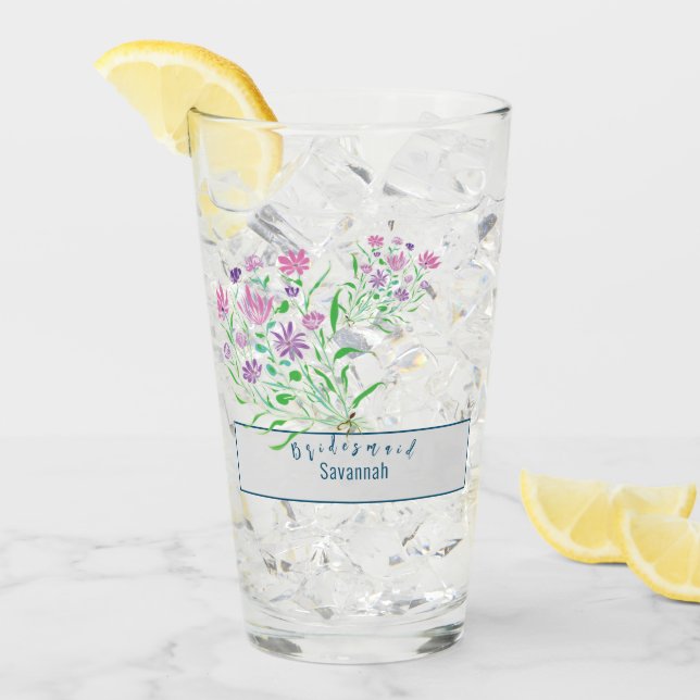 Wildflowers Bridesmaid Wedding Glasses (Front Ice)