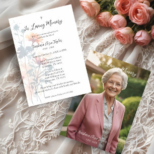 Wildflowers Bunch Minimal In Loving Memory Photo Invitation