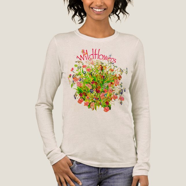 Wildflowers Bunch with Text Tri-Blend Shirt (Front)