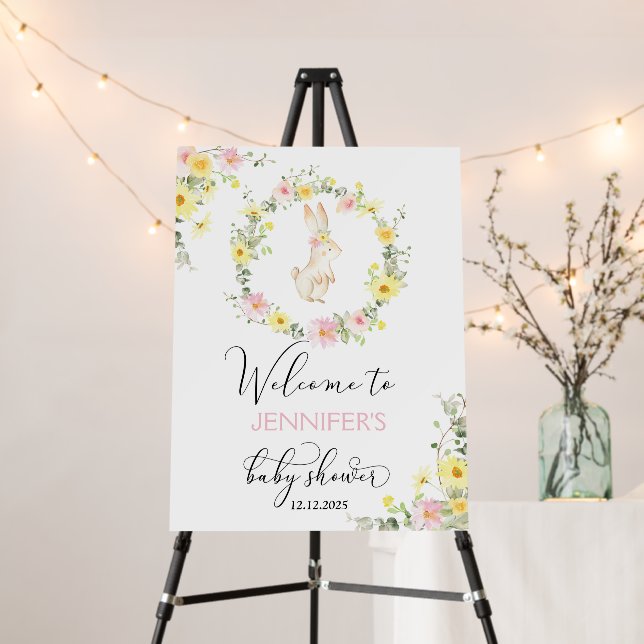 Wildflowers bunny baby shower welcome foam board (In Situ (Stand))