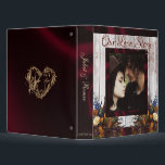 Wildflowers, Burgundy & Photo Wedding Album 3 Ring Binder<br><div class="desc">Wildflowers, Burgundy & Photo Wedding Album features a place for the wedding couple photo, wildflower bouquets in beautiful autumn colors and burgundy colored ribbon, with a heart on the back on a burgundy background. The spine has a placement for the couple's names and date of event. Change the fonts to...</div>