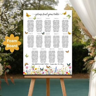 Wildflowers Butterflies 14 Tables Wedding Seating Foam Board