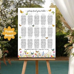 Wildflowers Butterflies 15 Tables Wedding Seating Foam Board