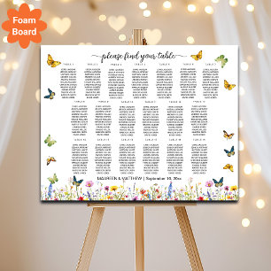 Wildflowers Butterflies 19 Tables Wedding Seating Foam Board