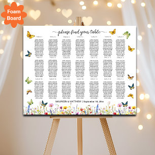 Wildflowers Butterflies 21 Tables Wedding Seating Foam Board