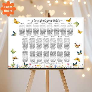 Wildflowers Butterflies 22 Tables Wedding Seating Foam Board