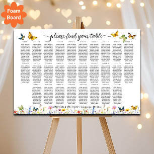 Wildflowers Butterflies 28 Tables Wedding Seating Foam Board