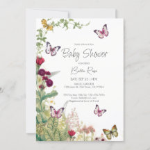 Wildflowers Butterflies Baby Shower Invitation