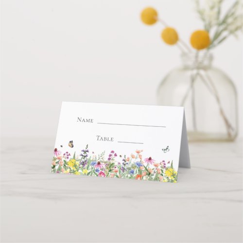 Wildflowers  Butterflies Bridal Shower Place Card