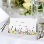 Wildflowers & Butterflies Bridal Shower Place Card<br><div class="desc">Bohemian,  pretty and elegant,  this bridal shower folded place card features a brightly colored field of delicate wildflowers with butterflies,  bumble bees and ladybugs.
You can customize all of the text and graphic placement details to your specific needs.</div>