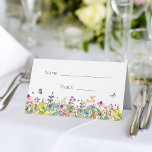 Wildflowers & Butterflies Bridal Shower Place Card<br><div class="desc">Bohemian,  pretty and elegant,  this bridal shower folded place card features a brightly colored field of delicate wildflowers with butterflies,  bumble bees and ladybugs.
You can customize all of the text and graphic placement details to your specific needs.</div>