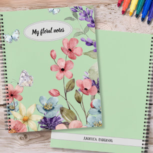 Wildflowers & butterflies custom notebook