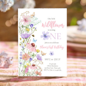 Wildflowers Butterflies Floral Boho Girl Birthday Invitation