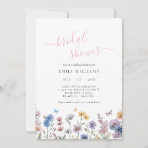 Wildflowers Butterflies Garden Bridal Shower Invitation