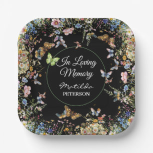 Wildflowers Butterflies Greenery Funeral  Paper Plates
