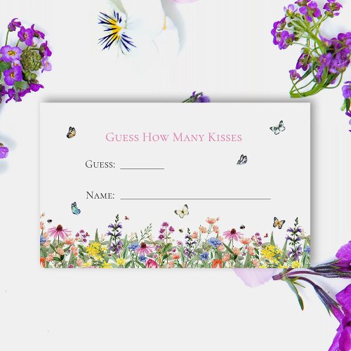 Wildflowers  Butterflies Guess How Many Kisses Enclosure Card