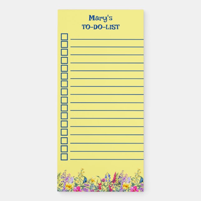 Wildflowers & Butterflies Magnetic Notepad (Front)