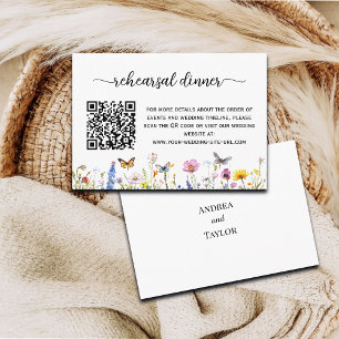 Wildflowers Butterflies QR Code Rehearsal Dinner Enclosure Card