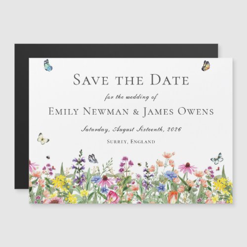 Wildflowers  Butterflies Save the Date Magnetic Invitation