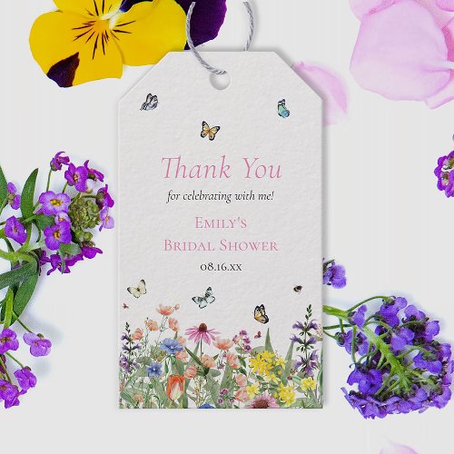 Wildflowers  Butterflies Thank You  Gift Tags