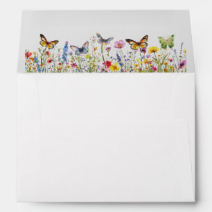 Wildflowers Butterflies Wedding  Envelope