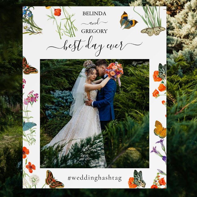 Wildflowers Butterflies Wedding Photo Prop Frame Foam Board (Wildflowers Butterflies Wedding Photo Prop Sign)