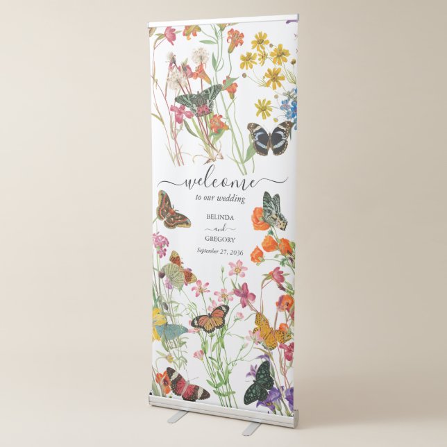 Wildflowers Butterflies Wedding Welcome Sign (3/4)