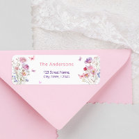 Wildflowers Butterfly Elegant Return Address Label