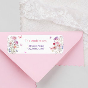 Wildflowers Butterfly Elegant Return Address Label