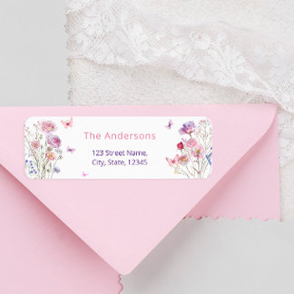 Wildflowers Butterfly Elegant Return Address Label