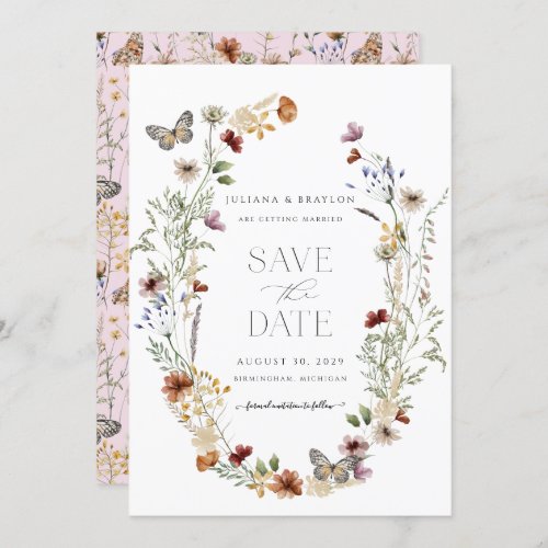 Wildflowers Butterfly Floral  Save The Date