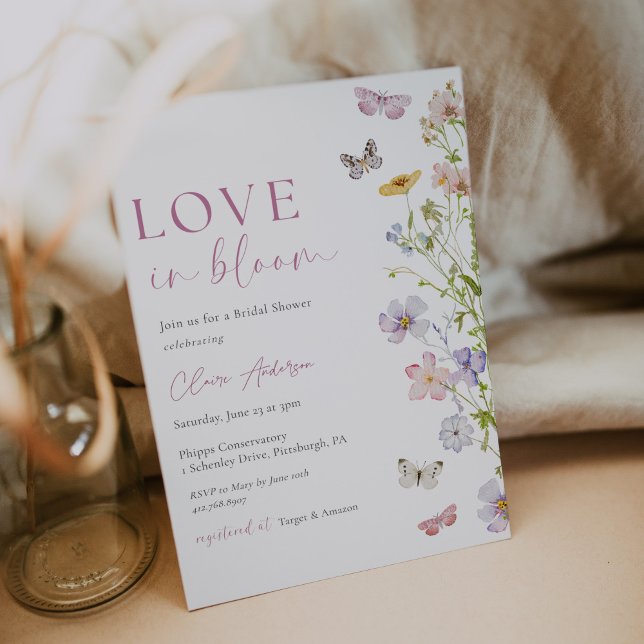 Wildflowers Butterfly Love in Bloom Bridal Shower Invitation (Creator Uploaded)