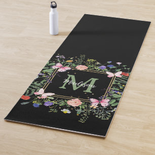 Wildflowers Butterfly Monogram Exercise Mat