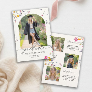 Wildflowers Calligraphy Arch Graduation Photo Chic Announcement