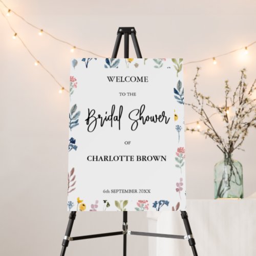 Wildflowers Calligraphy Bridal Shower Welcome Sign