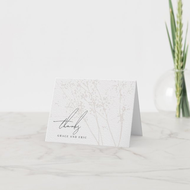 Wildflowers Calligraphy Bride and Groom Thanks Thank You Card (Front)