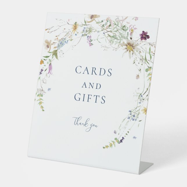 Wildflowers Cards and Gifts Bridal Shower Pedestal Sign (Front)