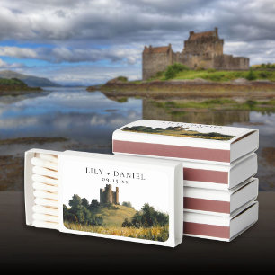 Wildflowers Castle Watercolor Wedding Matchboxes