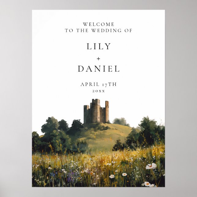 Wildflowers Castle Wedding Welcome Sign (Front)