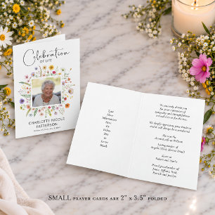 Wildflowers Celebration of Life Photo Prayer Card
